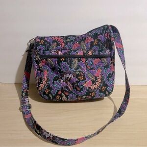 Waverly Inspirations Crossbody Bag Purse Floral Paisley Canvas Purple Pink 11X11